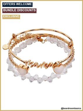 Expandable Wire Bangle Set French Rope Cuff Crystal Heart Beaded Bracelet